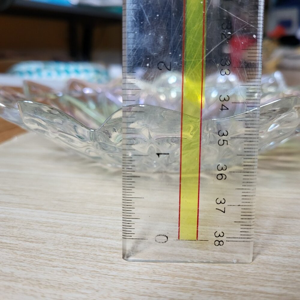 Vintage Federal Glass Stunning Clear Iridescent Petal Bowl 8.5" - Picture 8 of 16